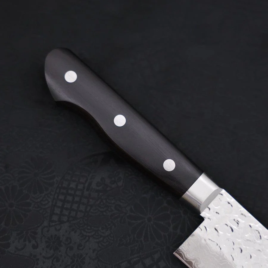 Santoku VG-10 Tsuchime Damast Schwarzer Westlicher Griff 180mm - Image 6