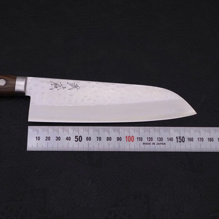 Santoku VG-10 Tsuchime Damast Brauner Westlicher Griff 170mm - Image 7