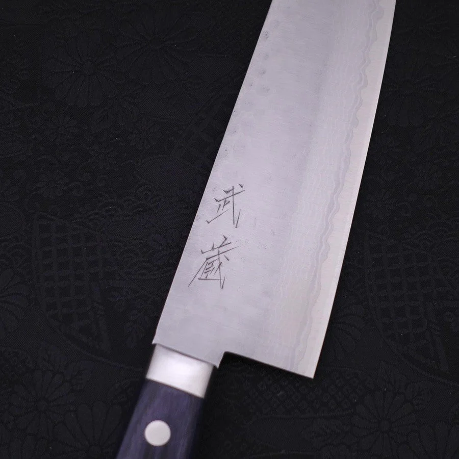 Santoku VG-10 Tsuchime Damast Dunkelblau Westlicher Griff 170mm - Image 3