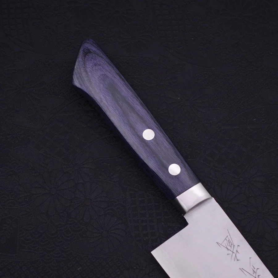 Santoku VG-10 Tsuchime Damast Dunkelblau Westlicher Griff 170mm - Image 6