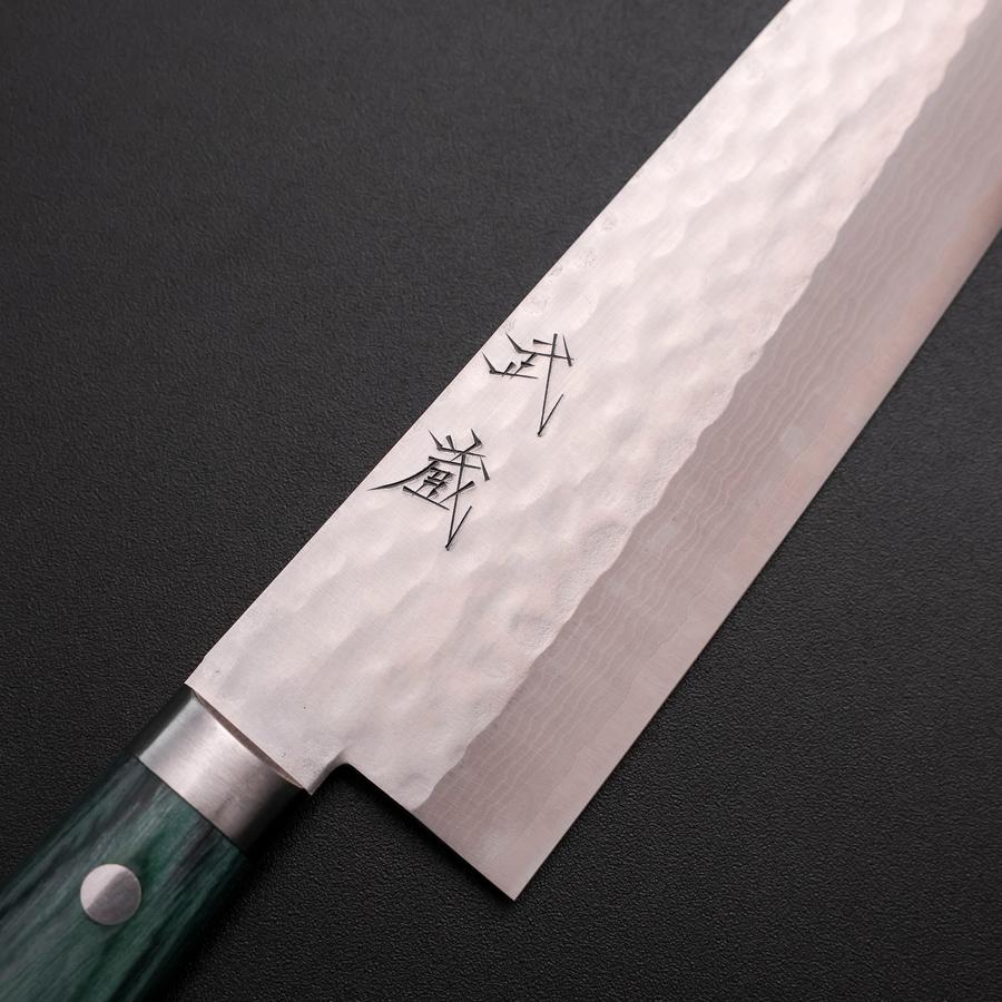 Santoku VG-10 Tsuchime Damast Westlicher Grüner Griff 170mm - Image 3