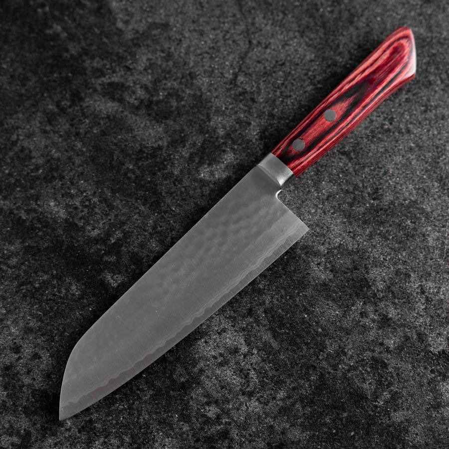 Santoku VG-10 Tsuchime Damast Roter Westlicher Griff 170mm - Image 2