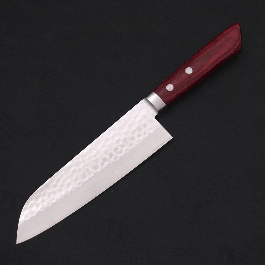 Santoku VG-10 Tsuchime Damast Roter Westlicher Griff 170mm - Image 2