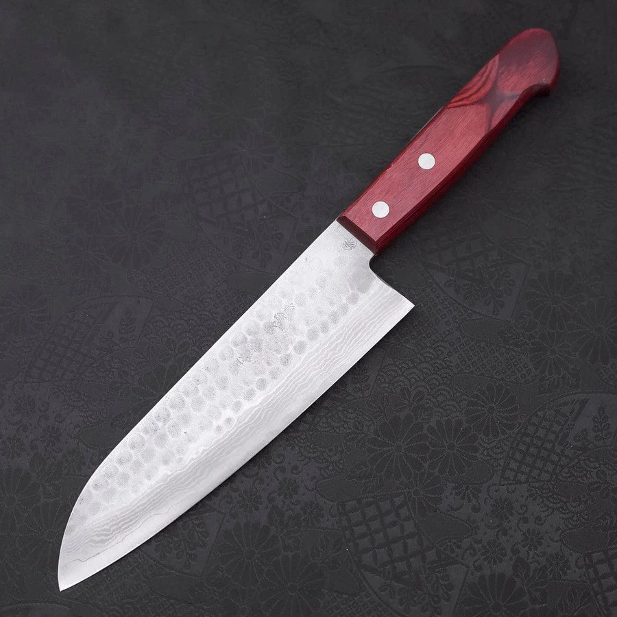 Santoku VG-10 Tsuchime Damast Roter Westlicher Griff 180mm - Image 2