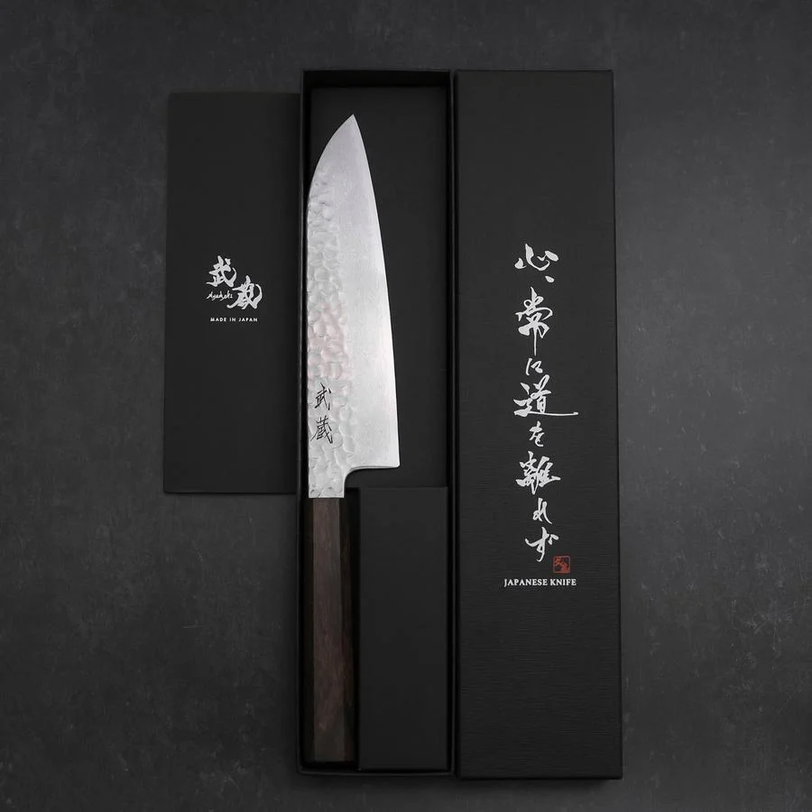 Santoku VG-10 Tsuchime Damast Eschenholz Griff 180mm - Image 8