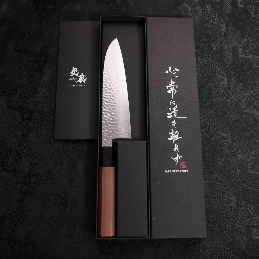 Santoku VG-10 Tsuchime Damast Walnussholz Griff 165mm - Image 8