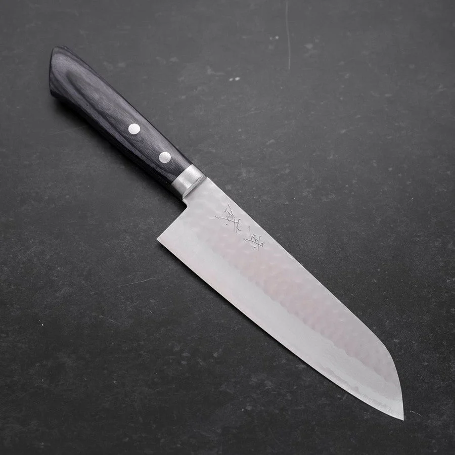 Santoku VG-10 Tsuchime Damast Blauer Westlicher Griff 170mm