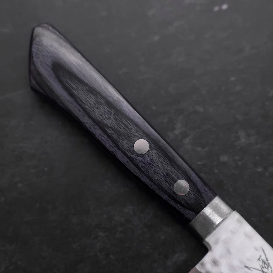 Santoku VG-10 Tsuchime Damast Blauer Westlicher Griff 170mm - Image 6