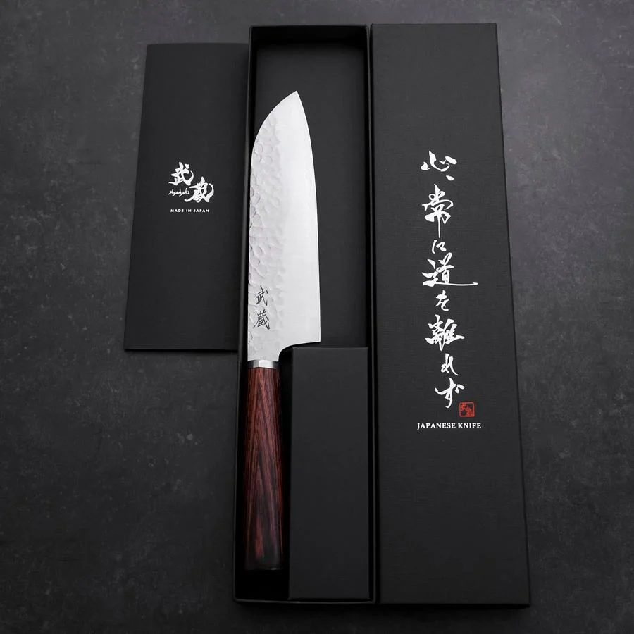Santoku VG-10 Tsuchime Runder Mahagoni Griff 165mm - Image 8