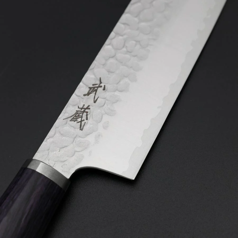 Santoku VG-10 Tsuchime Lila Runder Mahagoni Griff 165mm - Image 3