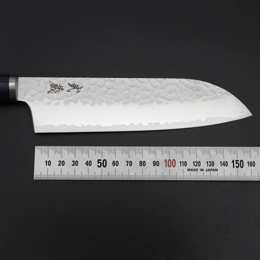 Santoku VG-10 Tsuchime Lila Runder Mahagoni Griff 165mm - Image 7
