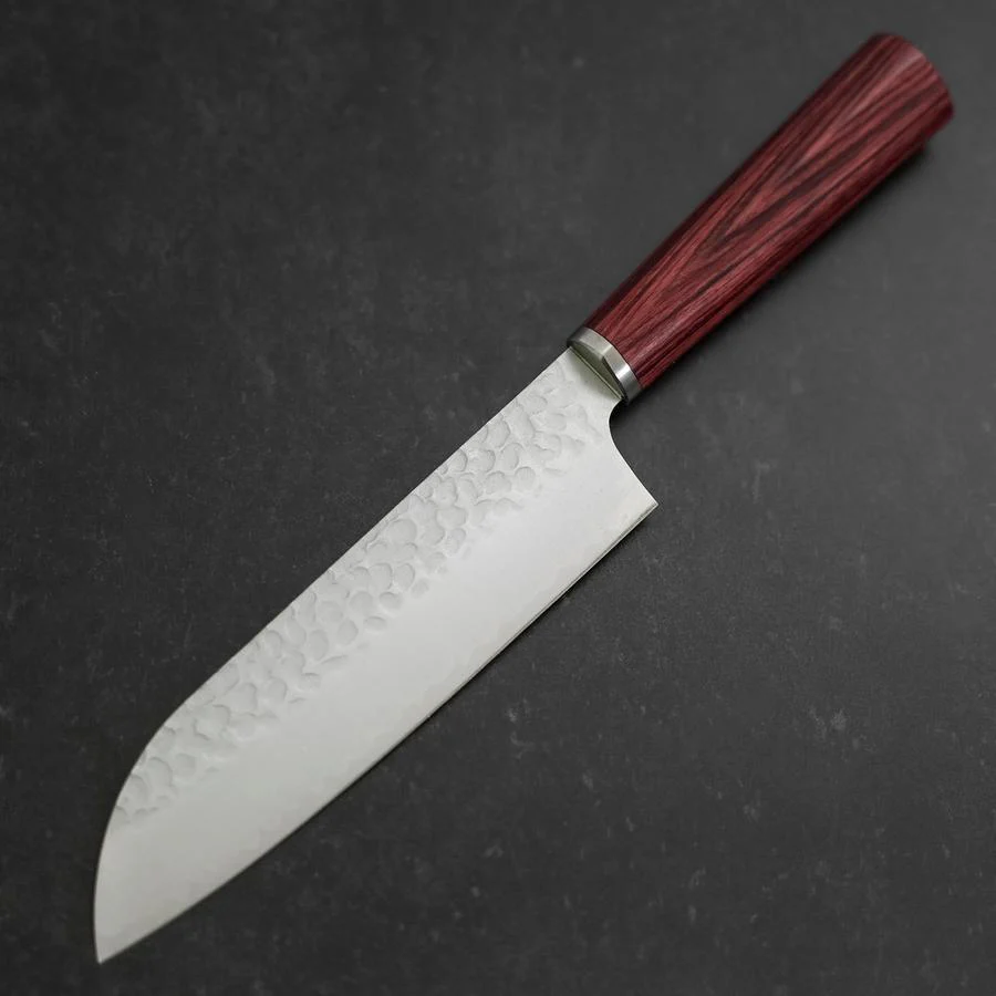 Santoku VG-10 Tsuchime Roter Westlicher Griff 165mm - Image 2