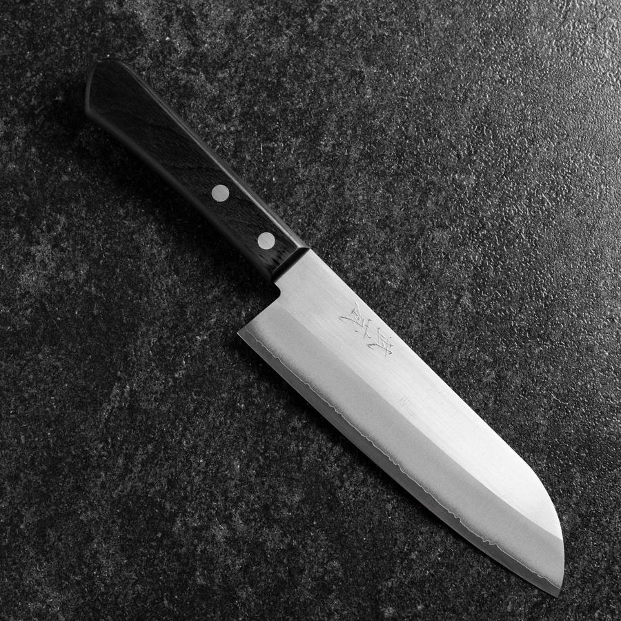 Santoku VG-5 Poliert Schwarzer Westlicher Griff 170mm (Tsuba Nashi)
