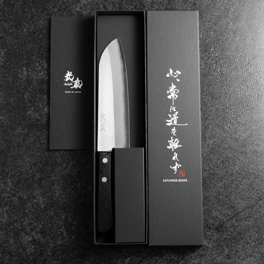 Santoku VG-5 Poliert Schwarzer Westlicher Griff 170mm (Tsuba Nashi) - Image 8