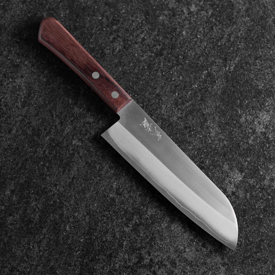 Santoku VG-5 Poliert Brauner Westlicher Griff 170mm (Tsuba Nashi)