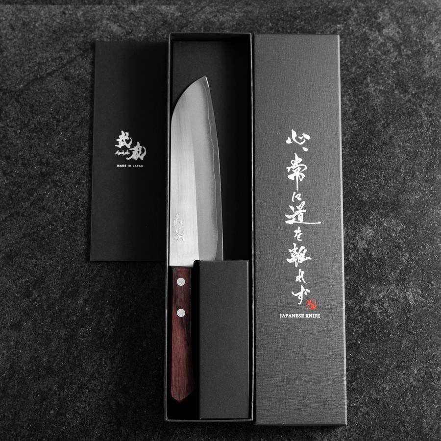 Santoku VG-5 Poliert Brauner Westlicher Griff 170mm (Tsuba Nashi) - Image 8