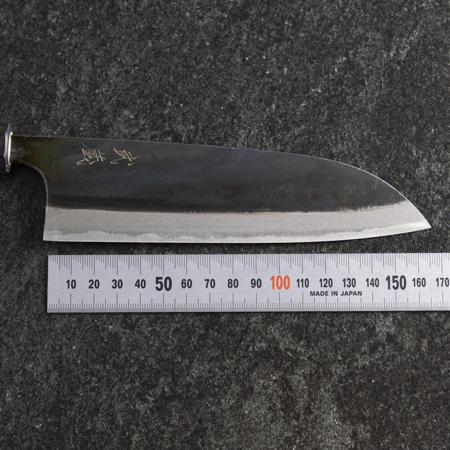 Santoku White Steel #2 Kurouchi Büffelhorn und Magnolienholz Griff 165mm - Image 7