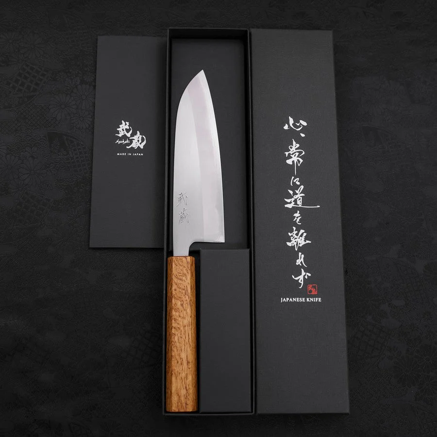 Santoku White Steel #1 Poliert Eichenholz Griff 165mm - Image 8