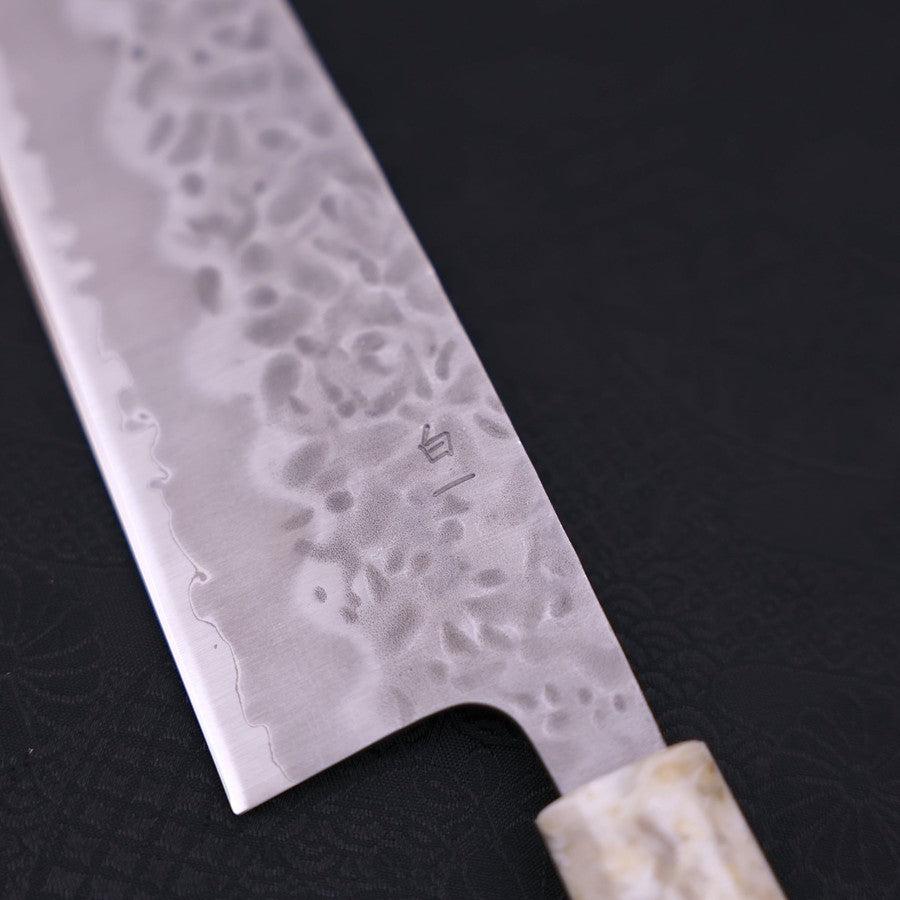 Santoku White Steel #1 Edelstahlummantelung Tsuchime Weiß-Blauer Ozeanplastik Griff 165mm - Image 3