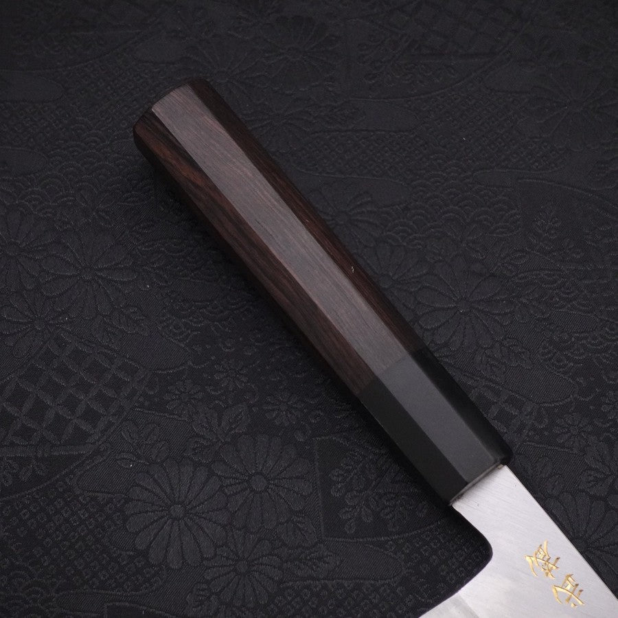 Santoku White Steel #2 Kasumi Chokin "Samurai Im Vollmond" Büffelhorn und Ebenholz Griff 180mm - Image 7