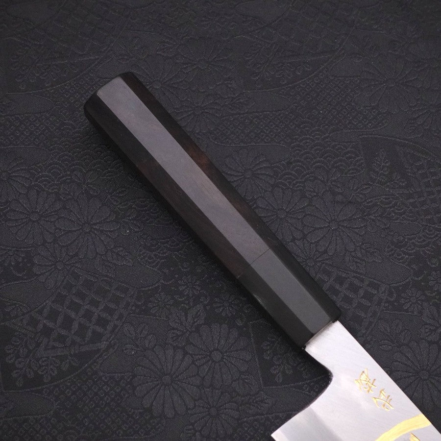 Santoku White Steel #2 Kasumi Chokin "Samurai Im Neumond" Büffelhorn und Ebenholz Griff 180mm - Image 7