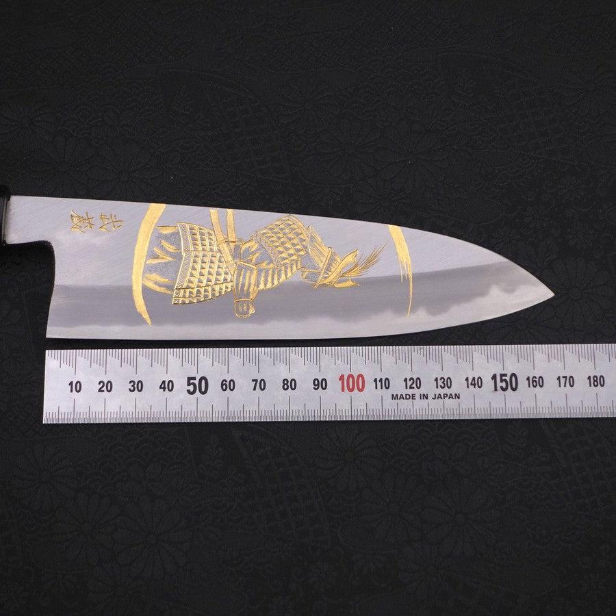 Santoku White Steel #2 Kasumi Chokin "Samurai Im Neumond" Büffelhorn und Ebenholz Griff 180mm - Image 8