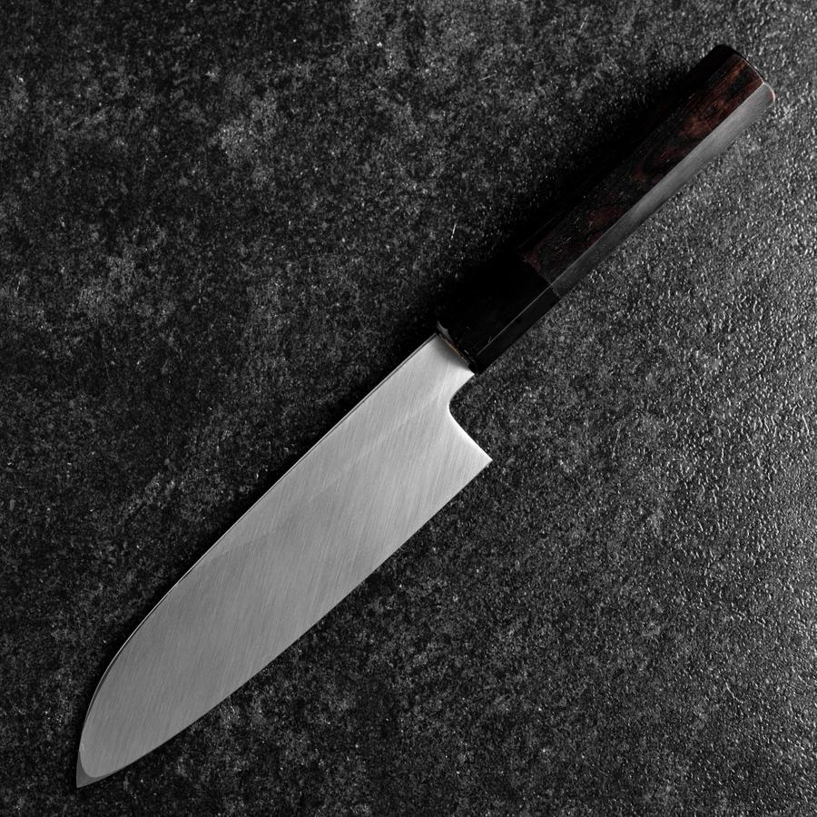 Santoku White Steel #2 Kasumi Einfache Fase Chokin Sakura-Fuji Büffelhorn und Ebenholz Griff 155mm - Image 2
