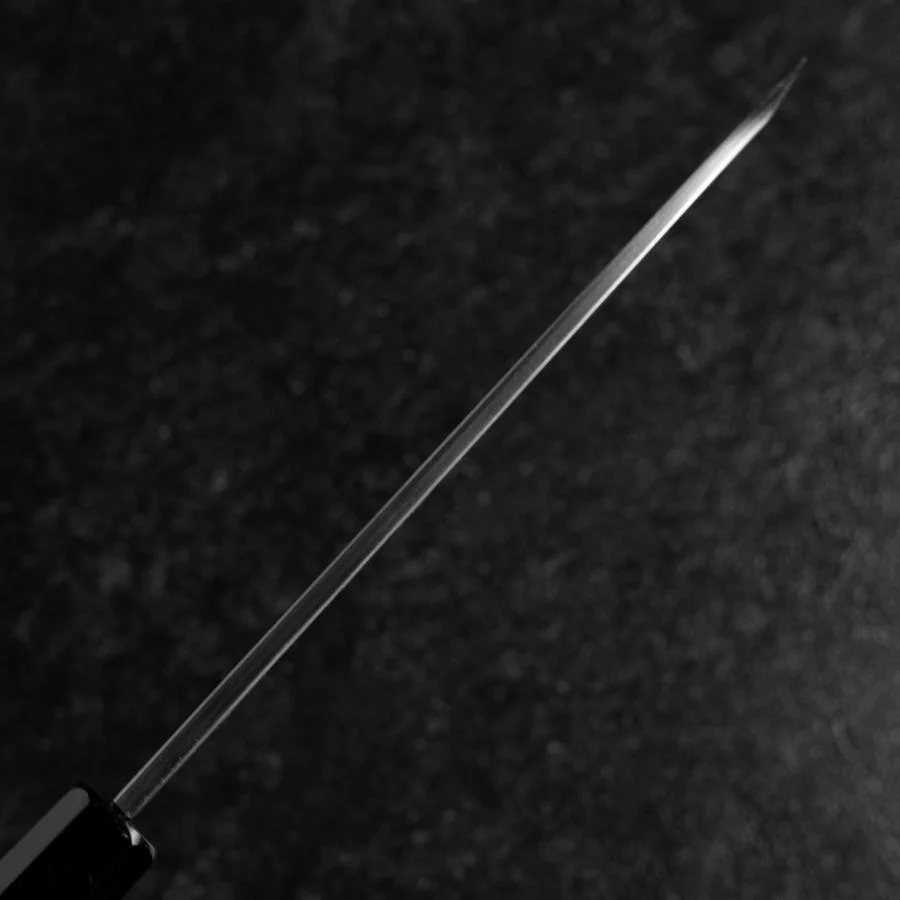 Santoku White Steel #2 Kasumi Einfache Fase Chokin Sakura-Fuji Büffelhorn und Ebenholz Griff 155mm - Image 5