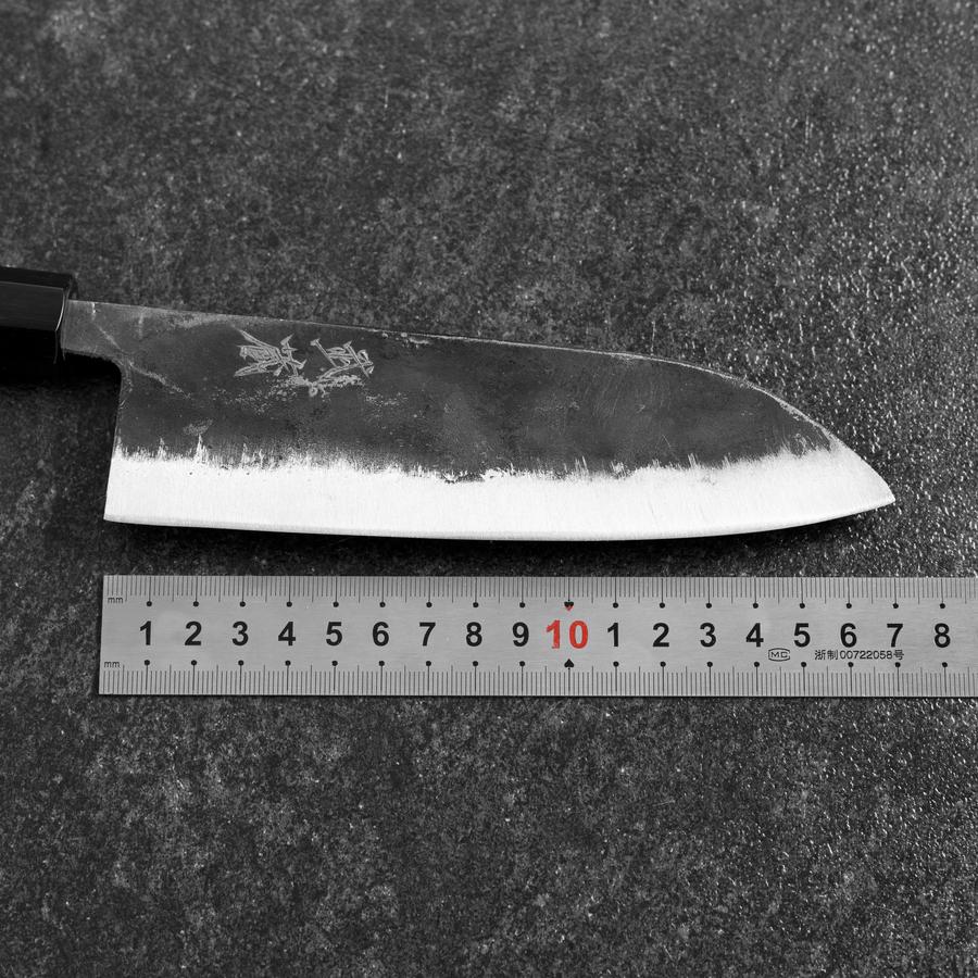 Santoku White Steel #2 Kurouchi Büffelhorn und Bubinga Griff 165mm - Image 7