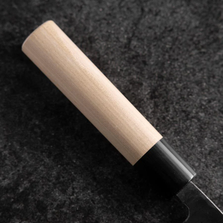 Santoku White Steel #2 Kurouchi Runder Büffelhorn und Magnolienholz Griff 165mm - Image 6