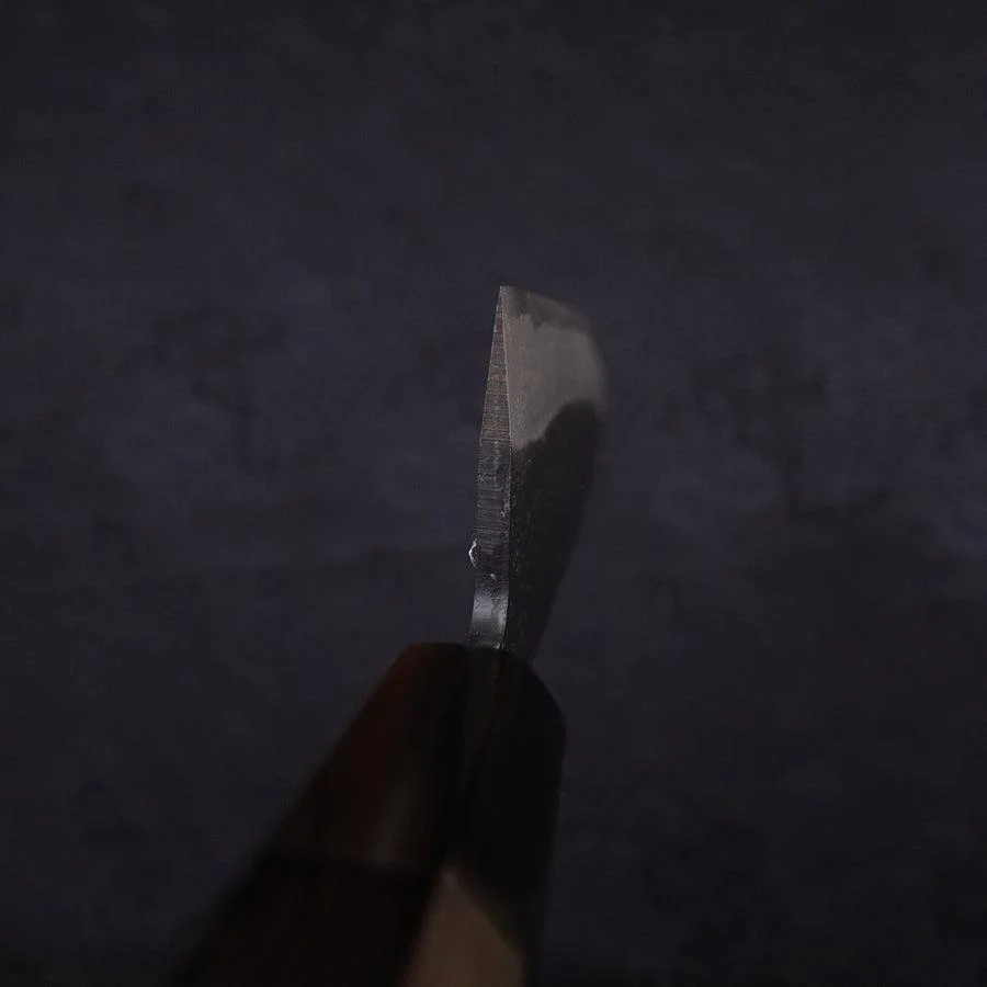 Santoku White Steel #2 Kurouchi Chokin "Samurai Im Vollmond" Büffelhorn und Ebenholz Griff 170mm - Image 4