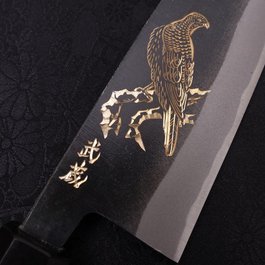 Santoku White Steel #2 Kurouchi Chokin "Adler" Büffelhorn und Ebenholz Griff 170mm - Image 4