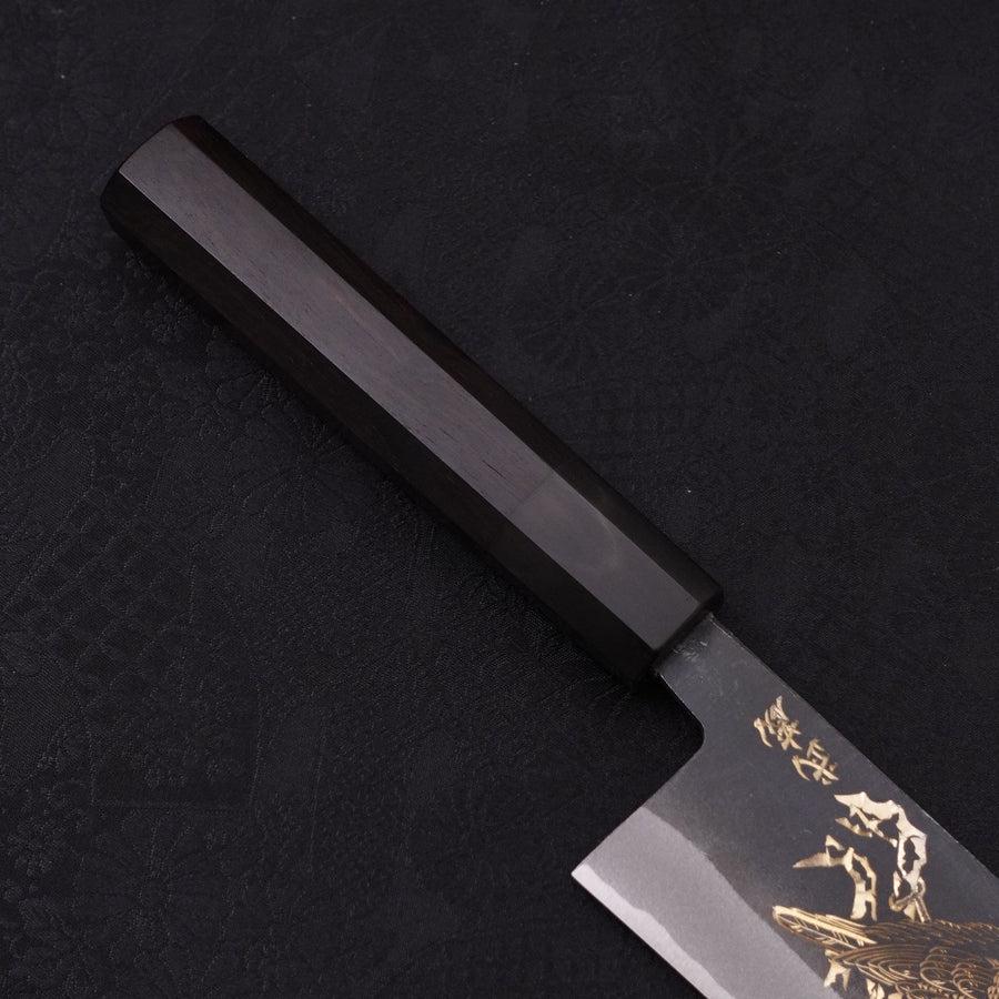 Santoku White Steel #2 Kurouchi Chokin "Adler" Büffelhorn und Ebenholz Griff 170mm - Image 7