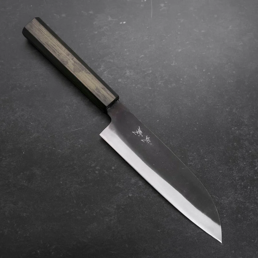 Santoku White Steel #2 Kurouchi Grüner Urushi Griff 165mm
