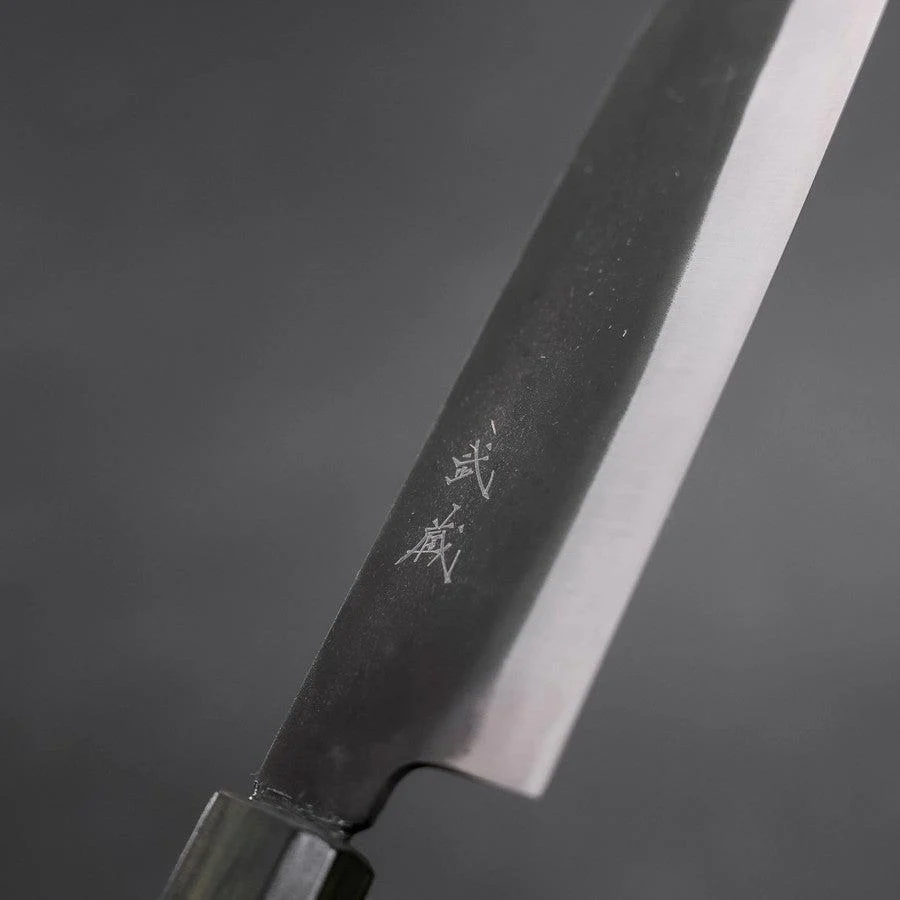 Santoku White Steel #2 Kurouchi Grüner Urushi Griff 165mm - Image 3