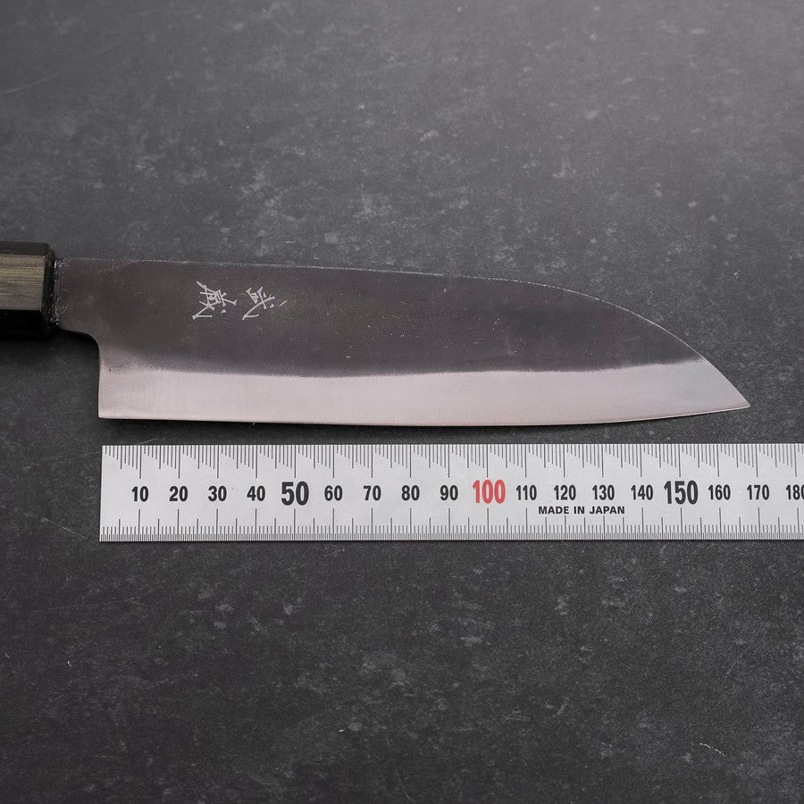 Santoku White Steel #2 Kurouchi Grüner Urushi Griff 165mm - Image 7