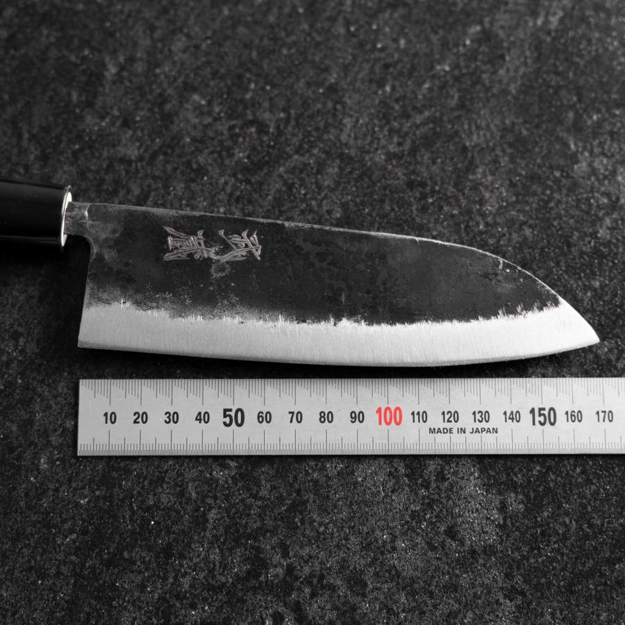 Santoku White Steel #2 Kurouchi Runder Magnolienholz Griff 165mm - Image 7