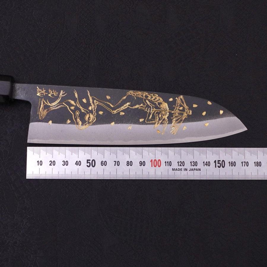 Santoku White Steel #2 Kurouchi Chokin "Kappa Auf Frosch" Büffelhorn und Ebenholz Griff 170mm - Image 8