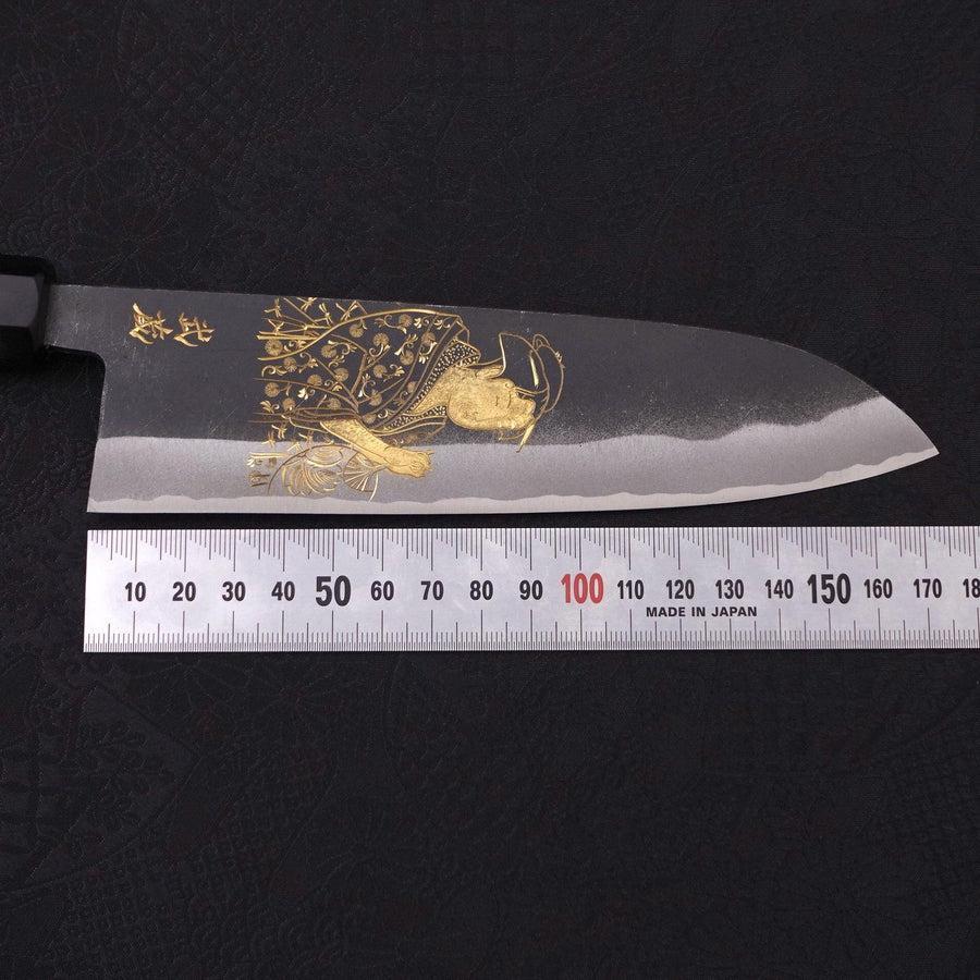 Santoku White Steel #2 Kurouchi Chokin "Bijin-Ga In Ukiyo-E" Büffelhorn und Ebenholz Griff 170mm - Image 8
