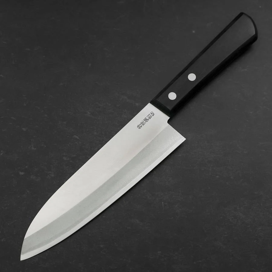 Santoku White Steel #2 Edelstahlummantelung Poliert Schwarzer Westlicher Griff 170mm - Image 2