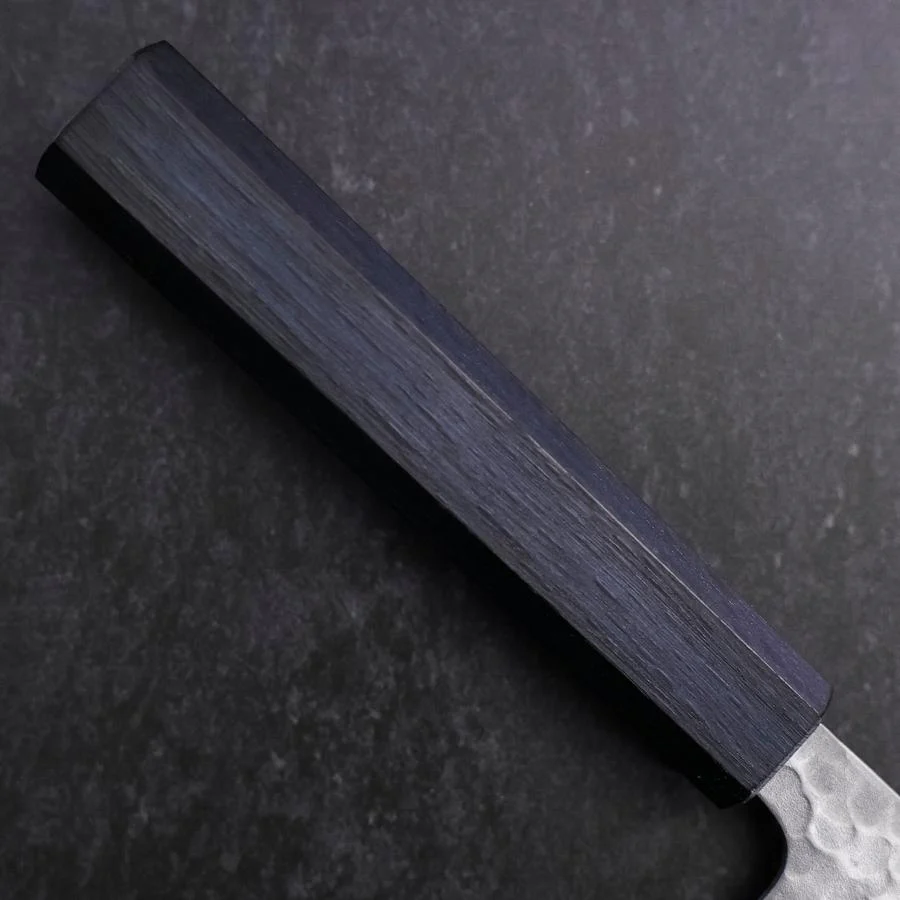 Santoku White Steel #2 Tsuchime Dunkelblauer Urushi Griff 165mm - Image 6