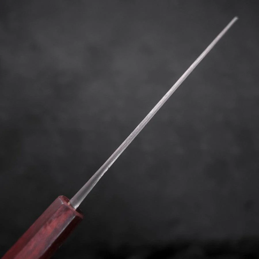 Santoku White Steel #2 Edelstahlummantelung Nashiji Lila Urushi Griff 165mm - Image 5