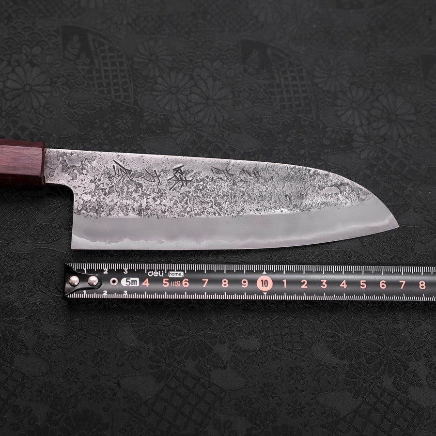 Santoku White Steel #2 Edelstahlummantelung Nashiji Lila Urushi Griff 165mm - Image 7