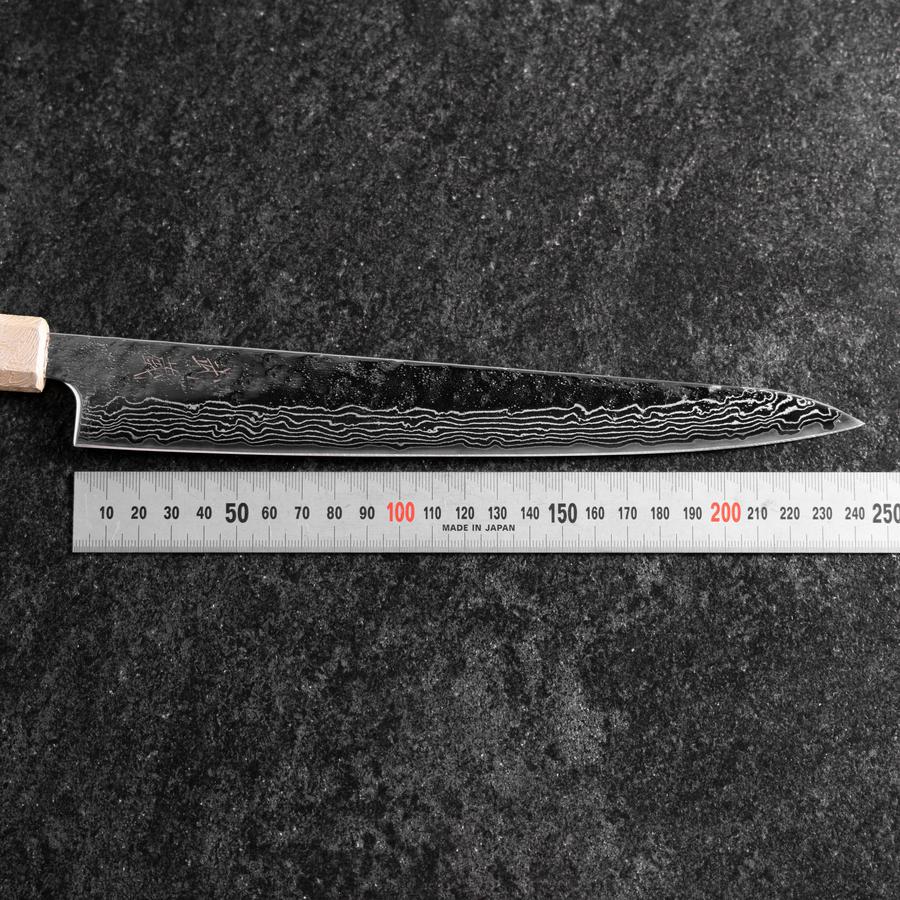 Sujihiki 440C Nashiji Damast Kagami Weißer Urushi Griff 240mm - Image 7