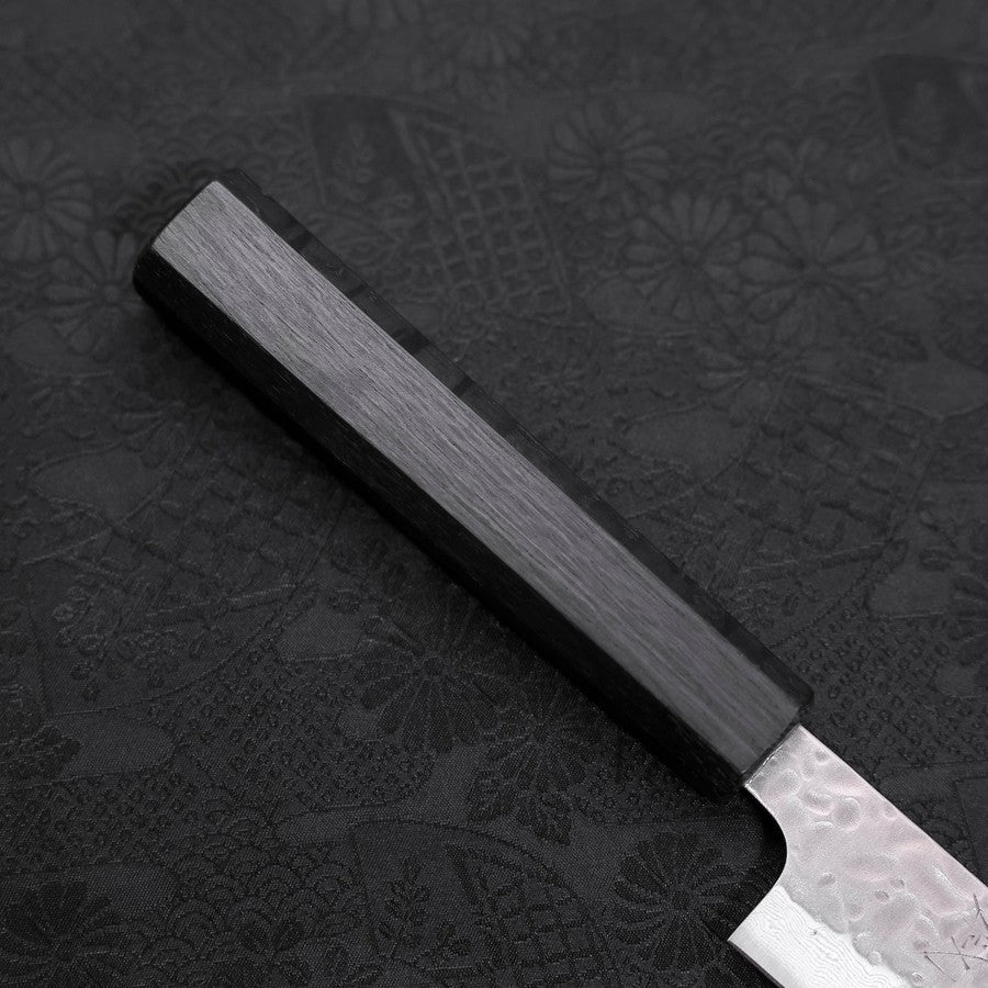Sujihiki AUS-10 Nashiji Damast Dunkelblauer Urushi Griff 240mm - Image 6