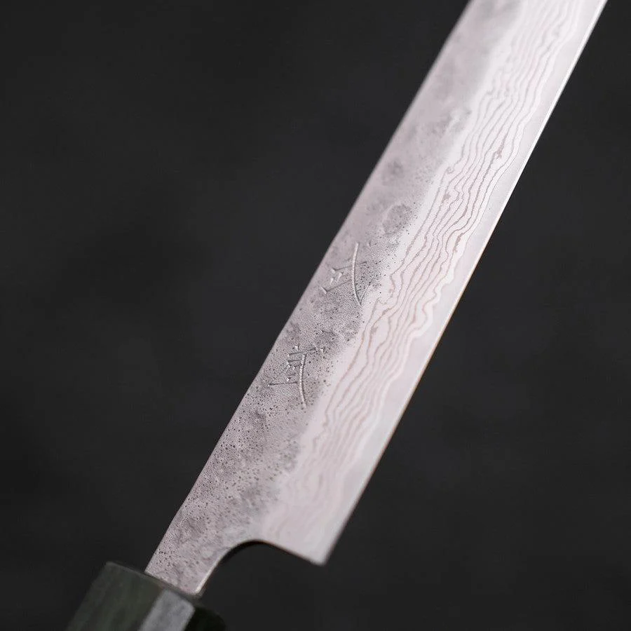 Sujihiki AUS-10 Nashiji Damast Grüner Urushi Griff 240mm - Image 3