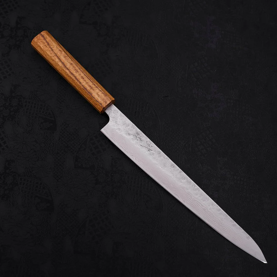 Sujihiki AUS-10 Nashiji Damast Eichenholz Griff 240mm
