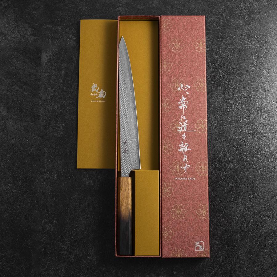 Sujihiki AUS-10 Nawame Damast Yaki Urushi Griff 240mm - Image 8