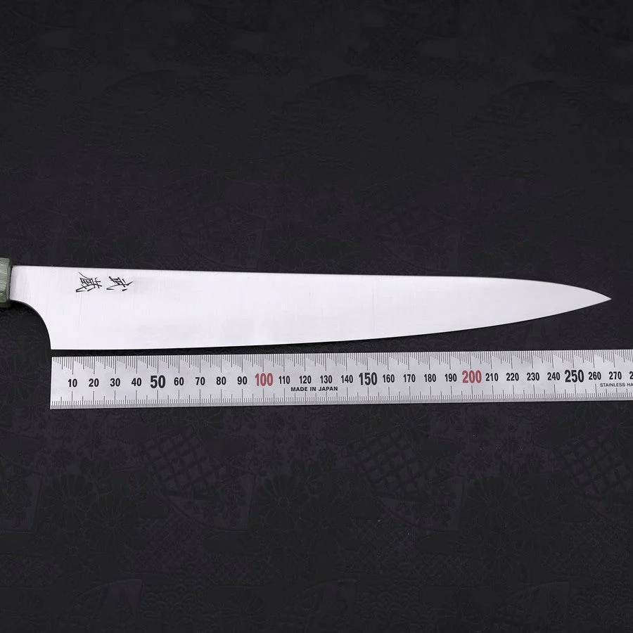 Sujihiki Blue Super Poliert Grüner Ahornholz Griff 270mm - Image 7
