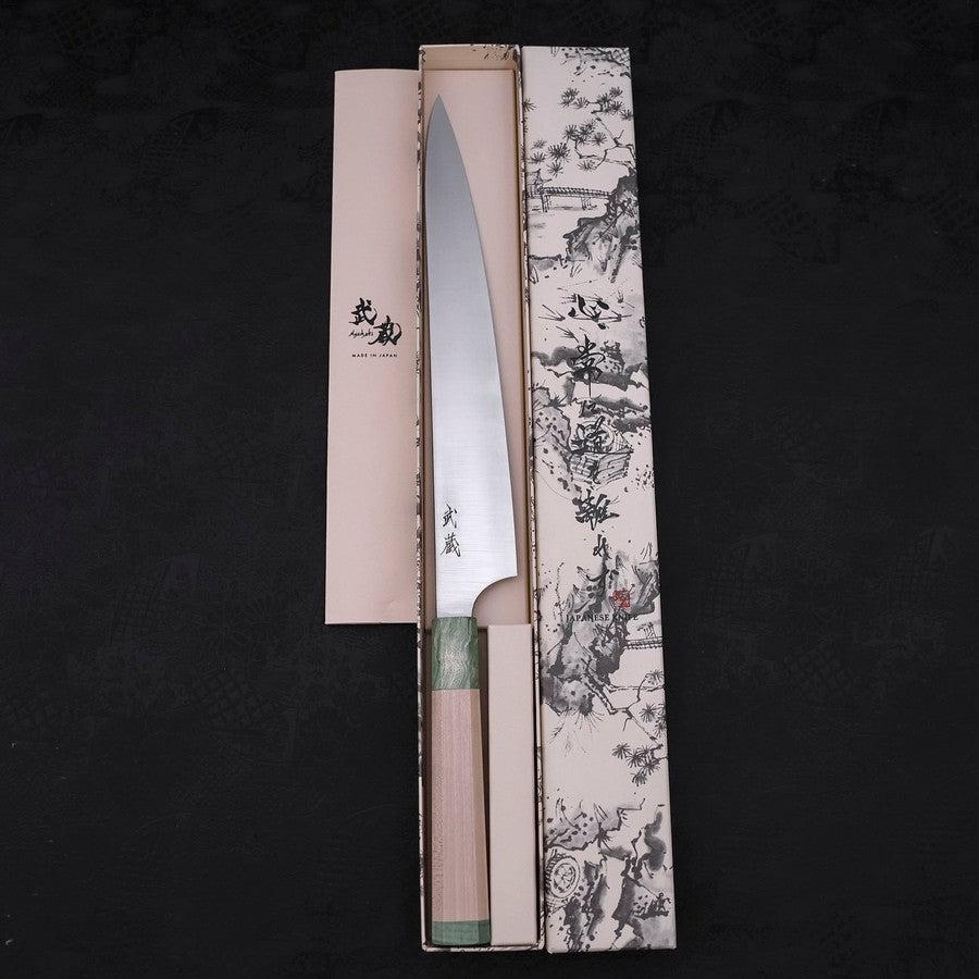 Sujihiki Blue Super Poliert Grüner Ahornholz Griff 270mm - Image 8